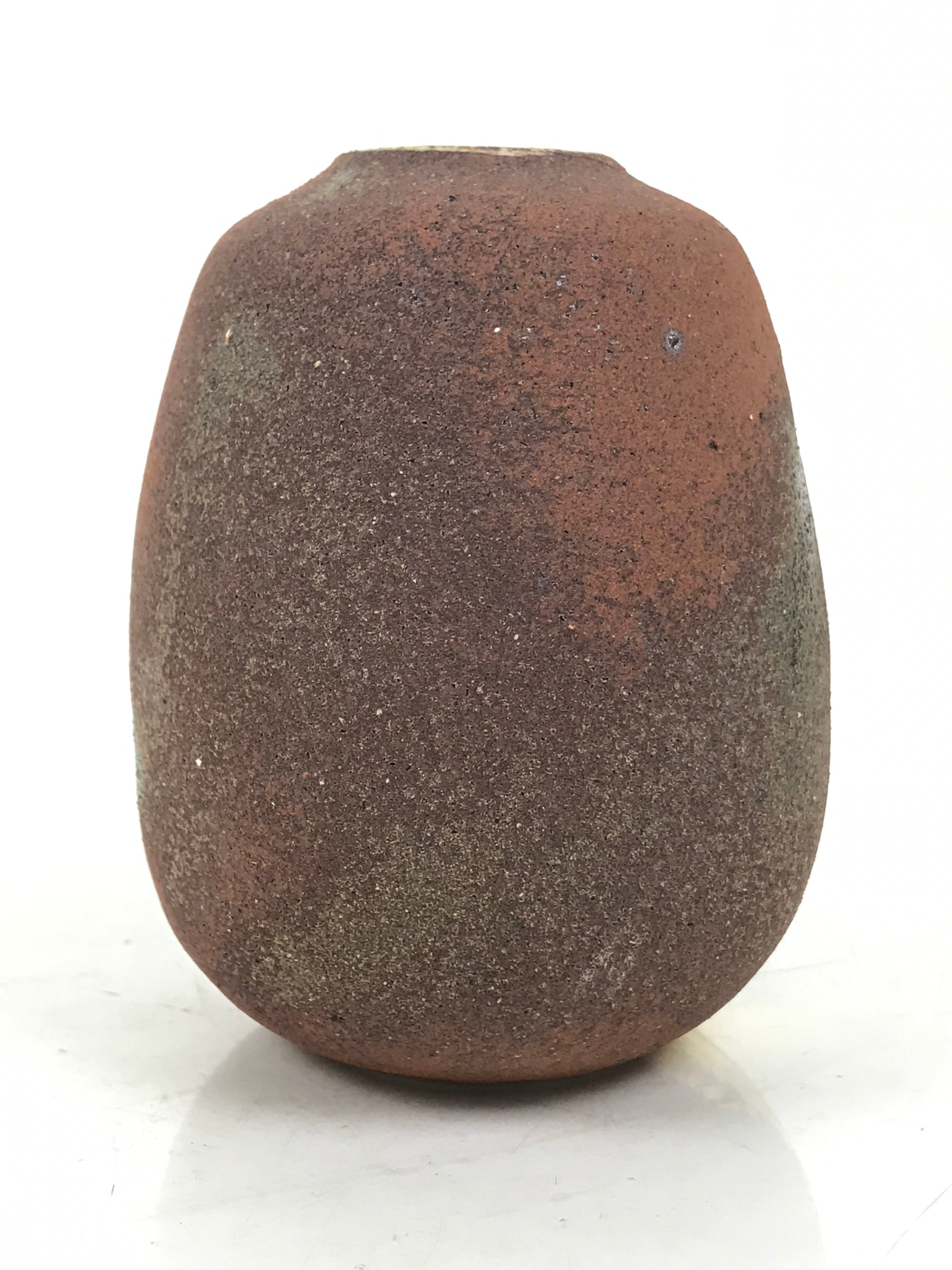 Japanese Ceramic Flower Vase Vtg Ikebana Kabin Brown Gray Gold Round PX789