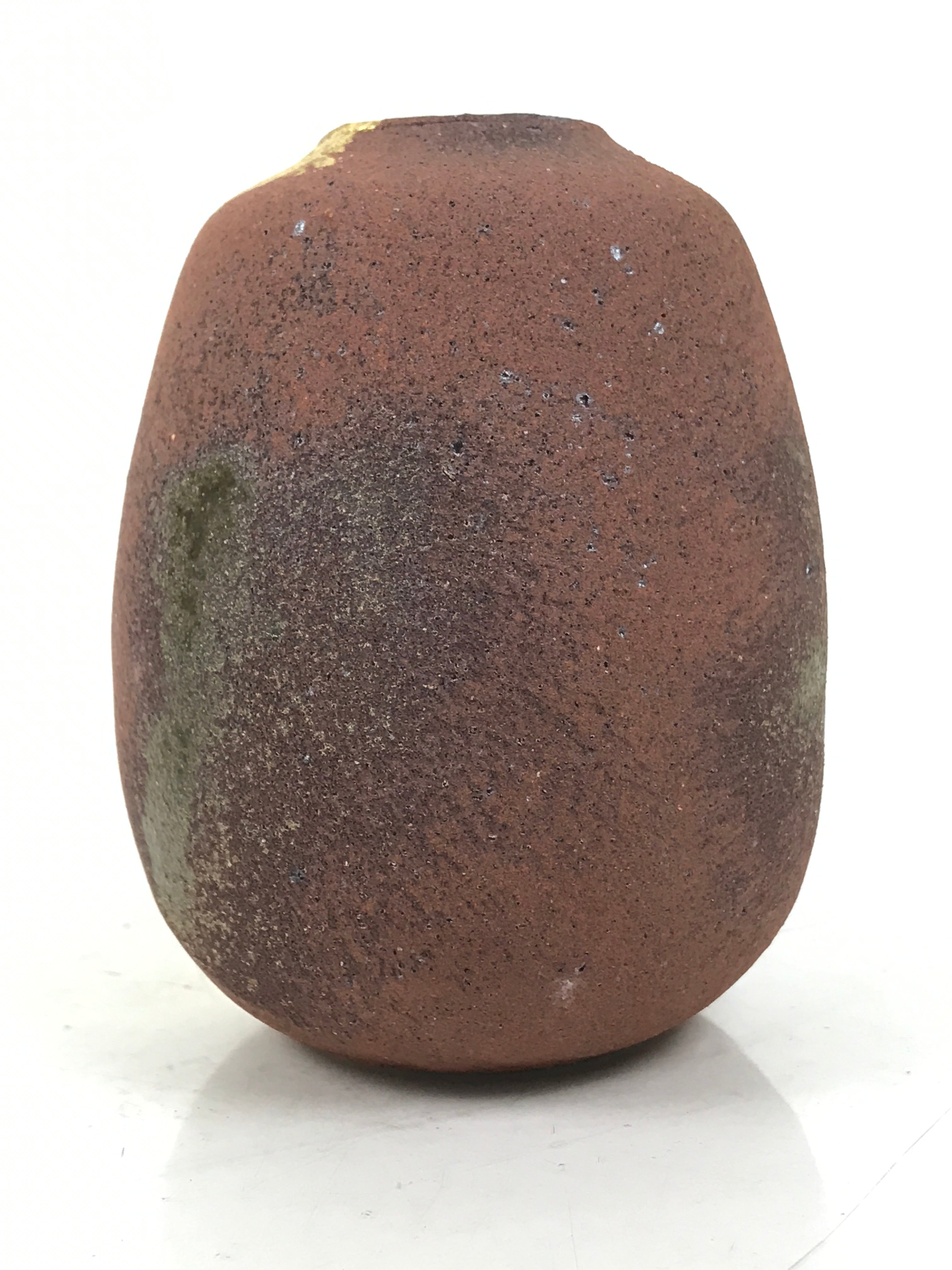 Japanese Ceramic Flower Vase Vtg Ikebana Kabin Brown Gray Gold Round PX789