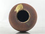 Japanese Ceramic Flower Vase Vtg Ikebana Kabin Brown Gray Gold Round PX789