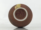 Japanese Ceramic Flower Vase Vtg Ikebana Kabin Brown Gray Gold Round PX789