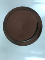 Japanese Ceramic Flower Vase Vtg Ikebana Kabin Cylindrical Brown Black FK192