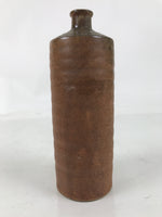 Japanese Ceramic Flower Vase Vtg Ikebana Kabin Cylindrical Brown Pottery FK168