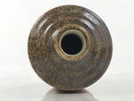Japanese Ceramic Flower Vase Vtg Ikebana Kabin Cylindrical Brown Pottery FK168