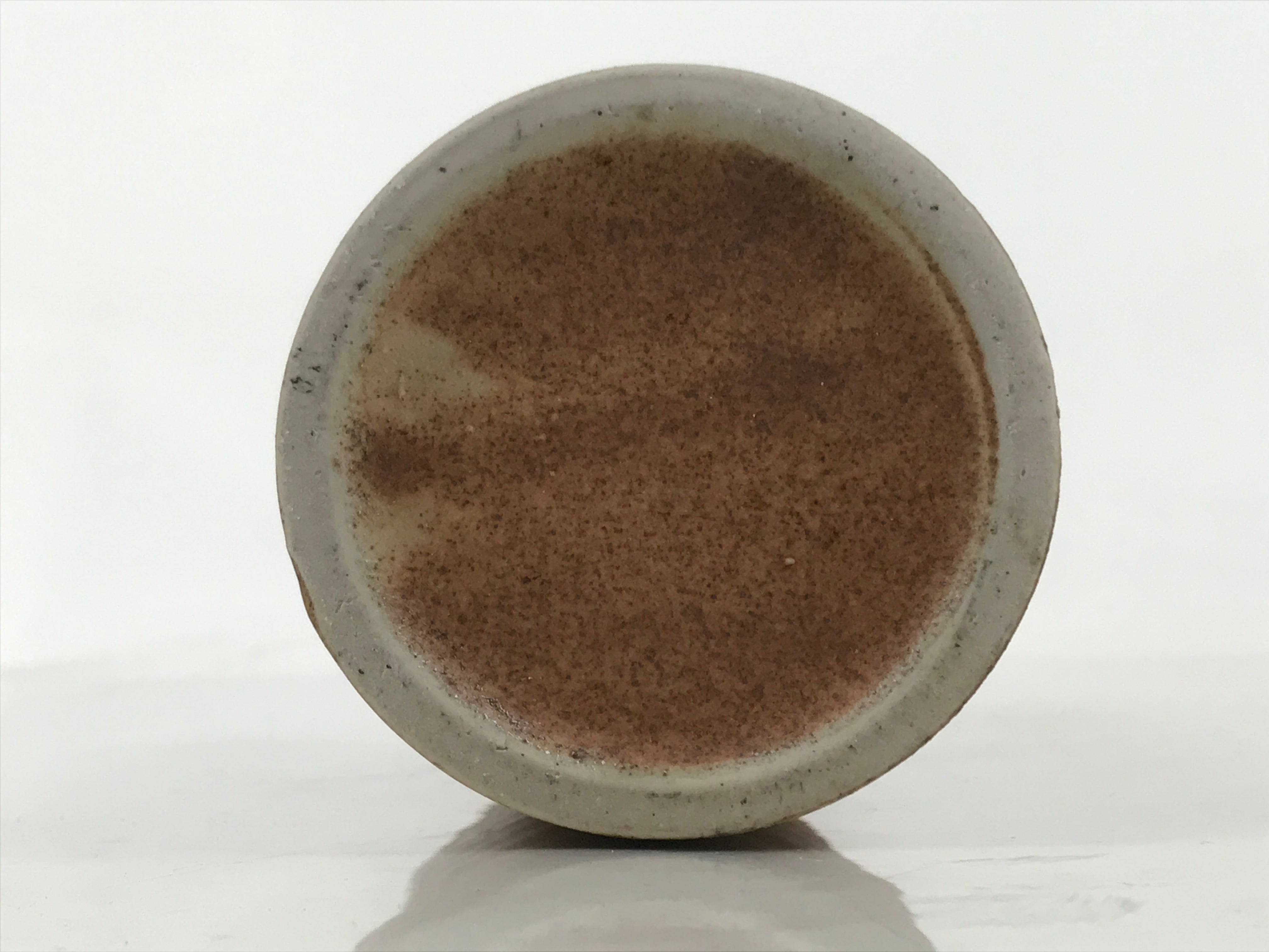 Japanese Ceramic Flower Vase Vtg Ikebana Kabin Cylindrical Brown Pottery FK168