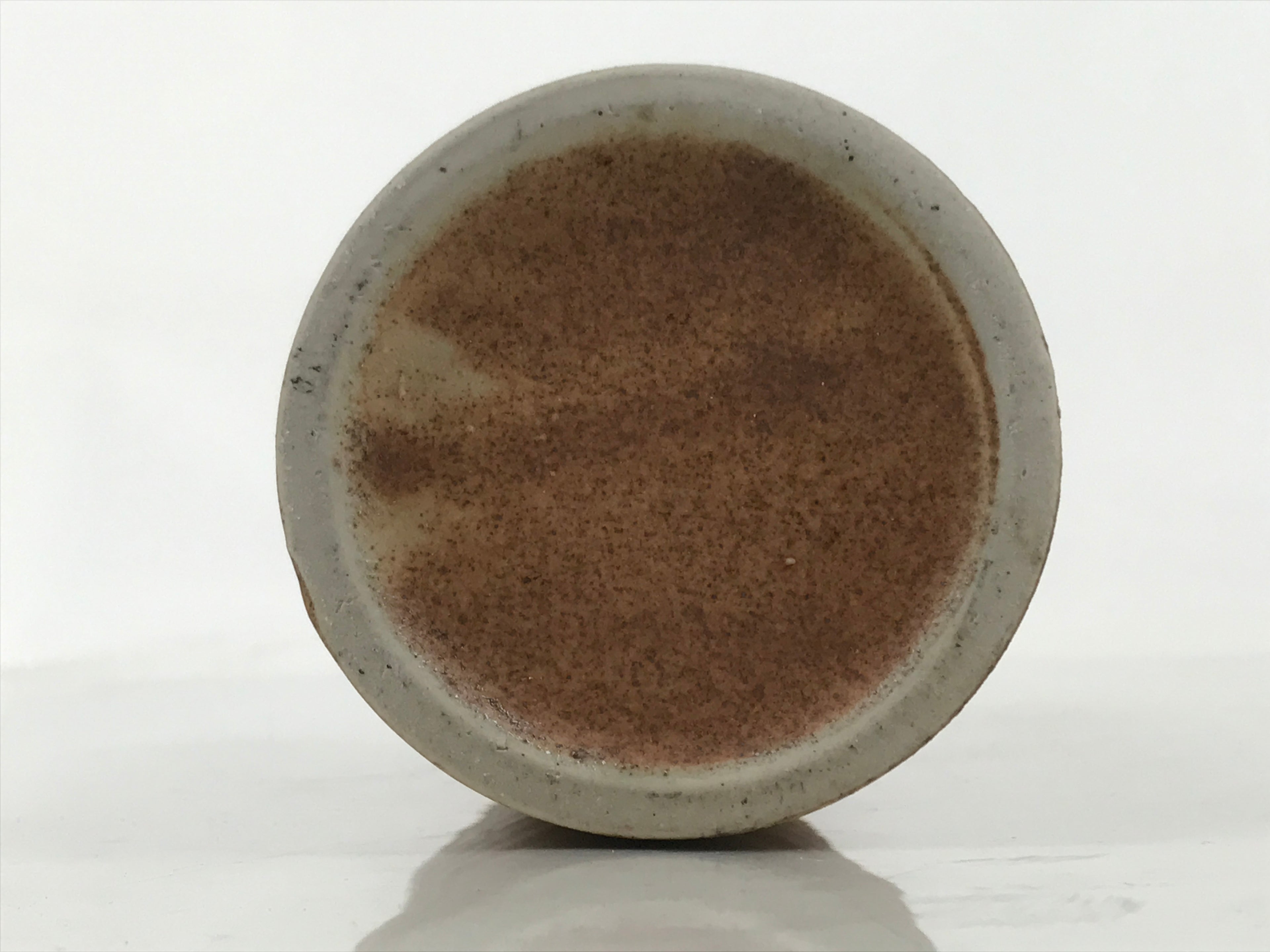 Japanese Ceramic Flower Vase Vtg Ikebana Kabin Cylindrical Brown Pottery FK168