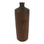 Japanese Ceramic Flower Vase Vtg Ikebana Kabin Cylindrical Brown Pottery FK168