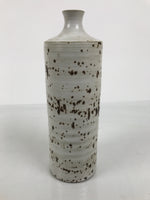 Japanese Ceramic Flower Vase Vtg Ikebana Kabin Cylindrical White Brown FK231