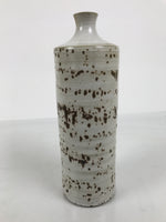 Japanese Ceramic Flower Vase Vtg Ikebana Kabin Cylindrical White Brown FK231