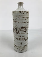 Japanese Ceramic Flower Vase Vtg Ikebana Kabin Cylindrical White Brown FK231