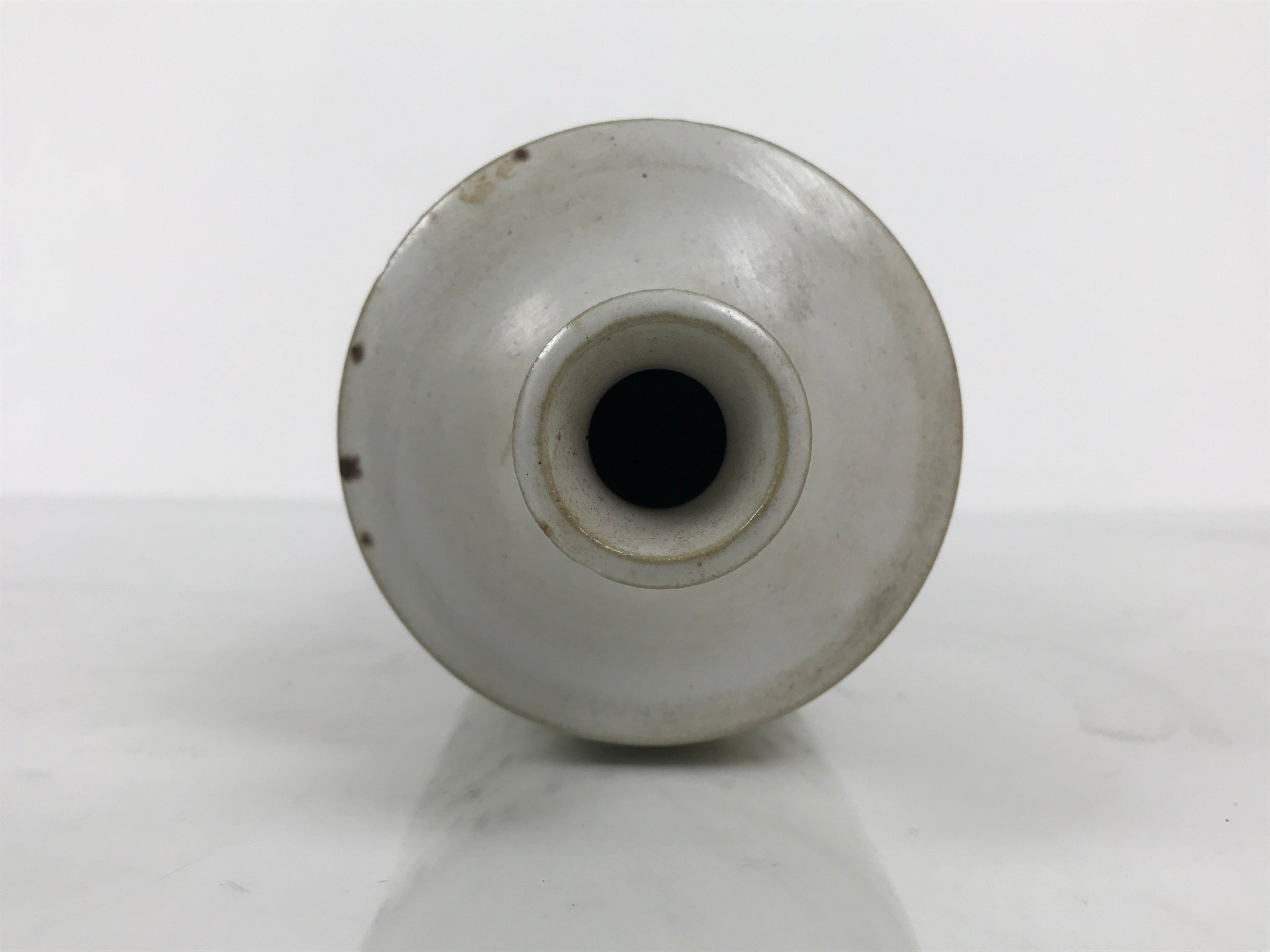 Japanese Ceramic Flower Vase Vtg Ikebana Kabin Cylindrical White Brown FK231