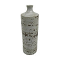 Japanese Ceramic Flower Vase Vtg Ikebana Kabin Cylindrical White Brown FK231