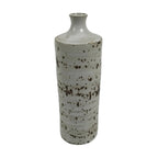 Japanese Ceramic Flower Vase Vtg Ikebana Kabin Cylindrical White Brown FK231