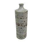 Japanese Ceramic Flower Vase Vtg Ikebana Kabin Cylindrical White Brown FK231
