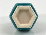 Japanese Ceramic Flower Vase Vtg Ikebana Kabin Green Glass Glaze Baluster FK238