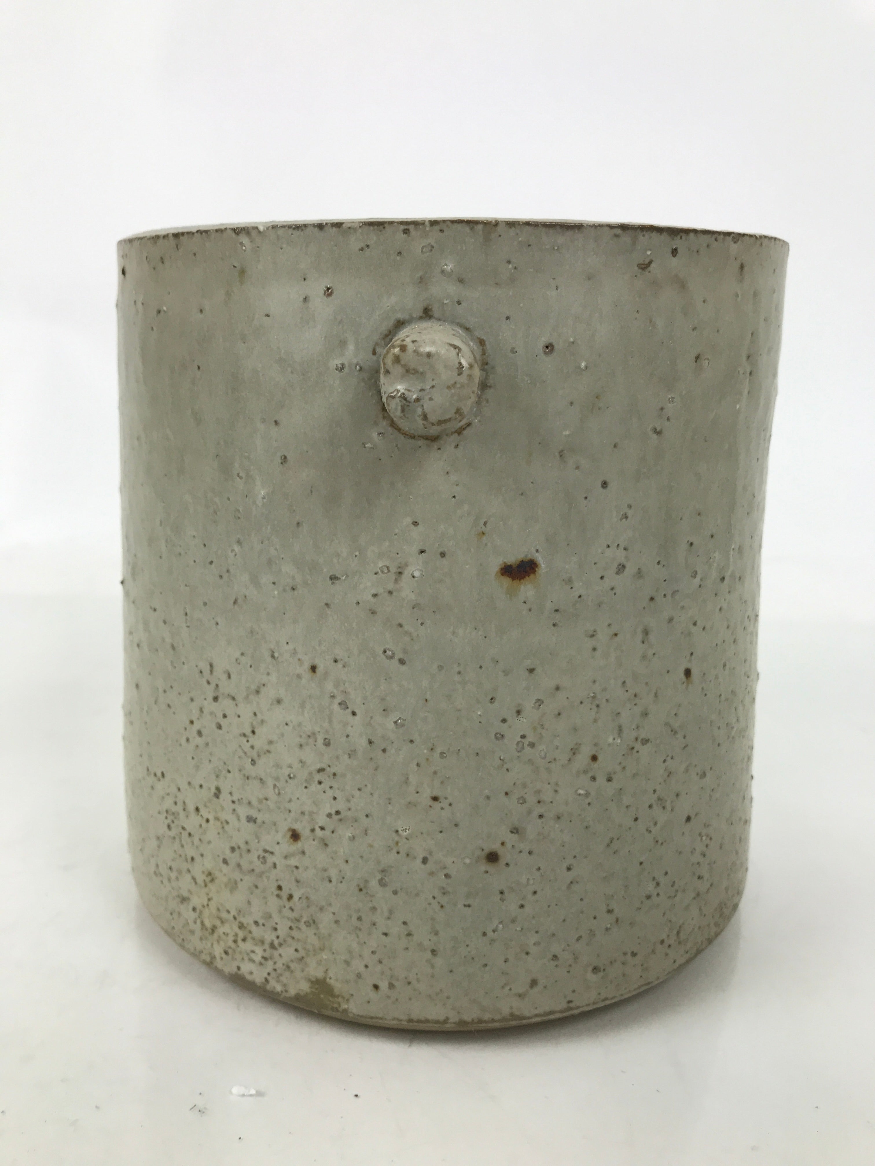 Japanese Ceramic Flower Vase Vtg Ikebana Kabin Shigaraki Ware Gray FK195