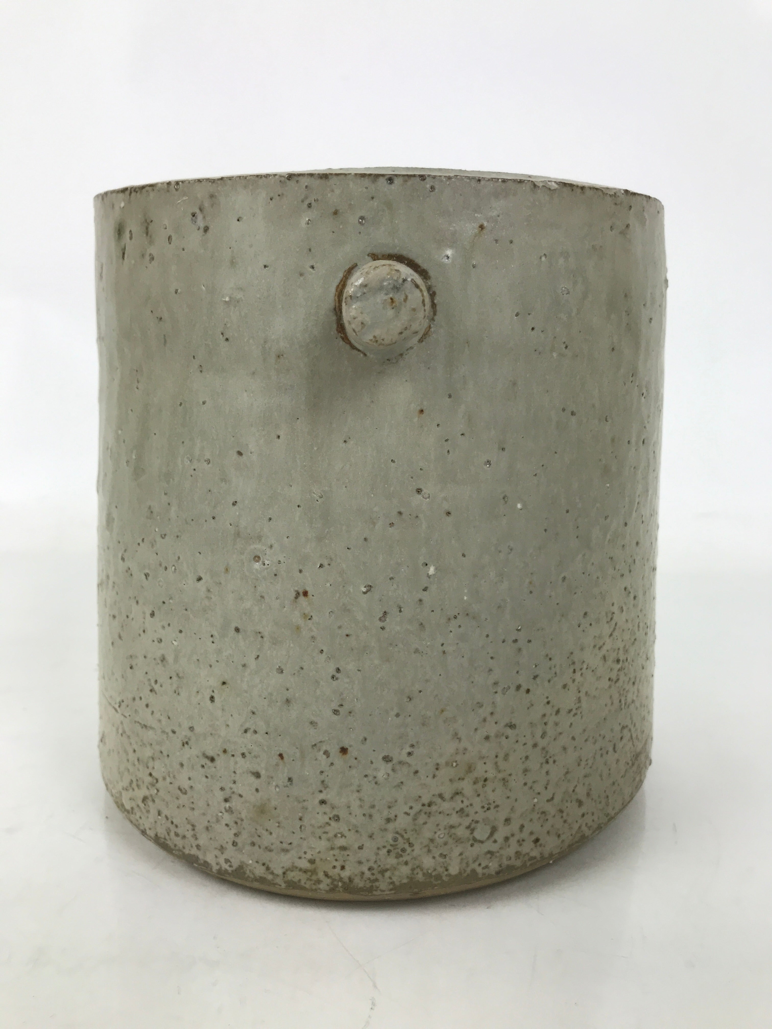 Japanese Ceramic Flower Vase Vtg Ikebana Kabin Shigaraki Ware Gray FK195