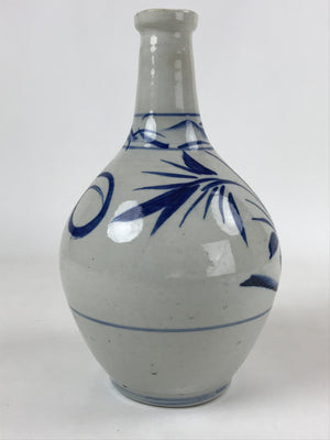 Japanese Ceramic Flower Vase Vtg Ikebana Kabin Sometsuke White Blue Plants FK84