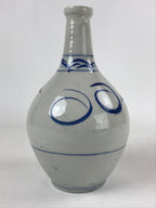 Japanese Ceramic Flower Vase Vtg Ikebana Kabin Sometsuke White Blue Plants FK84