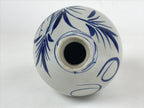 Japanese Ceramic Flower Vase Vtg Ikebana Kabin Sometsuke White Blue Plants FK84