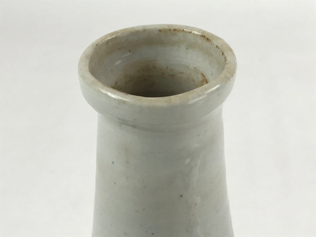 Japanese Ceramic Flower Vase Vtg Ikebana Kabin Sometsuke White Blue Plants FK84