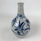 Japanese Ceramic Flower Vase Vtg Ikebana Kabin Sometsuke White Blue Plants FK84