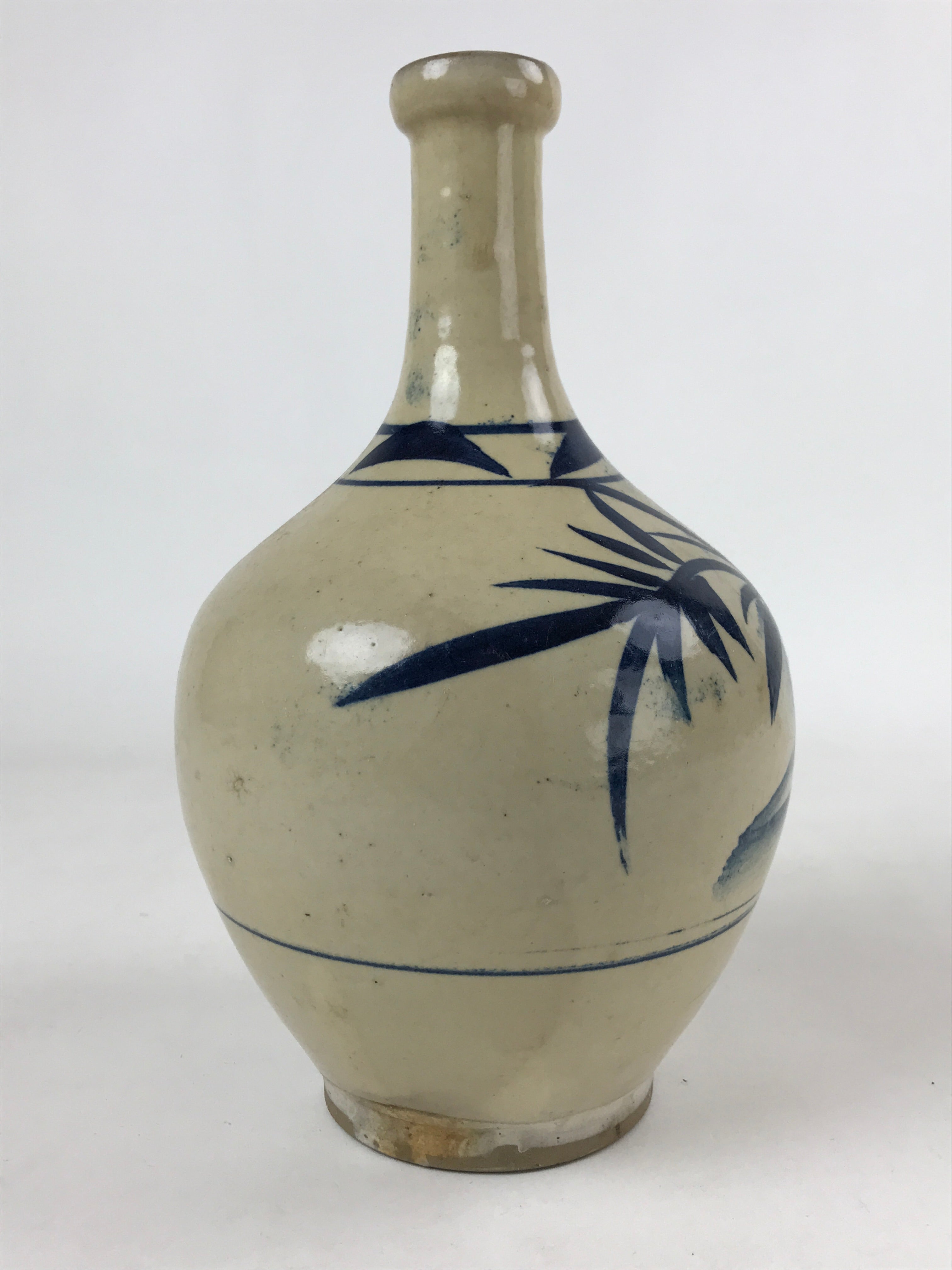 Japanese Ceramic Flower Vase Vtg Ikebana Kabin Sometsuke White 