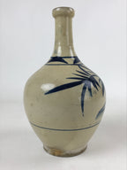 Japanese Ceramic Flower Vase Vtg Ikebana Kabin Sometsuke White Blue Plants FK85