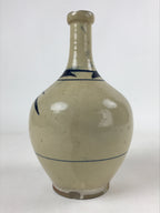 Japanese Ceramic Flower Vase Vtg Ikebana Kabin Sometsuke White Blue Plants FK85