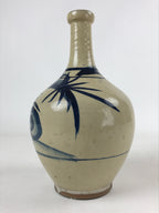 Japanese Ceramic Flower Vase Vtg Ikebana Kabin Sometsuke White Blue Plants FK85