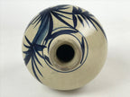 Japanese Ceramic Flower Vase Vtg Ikebana Kabin Sometsuke White Blue Plants FK85