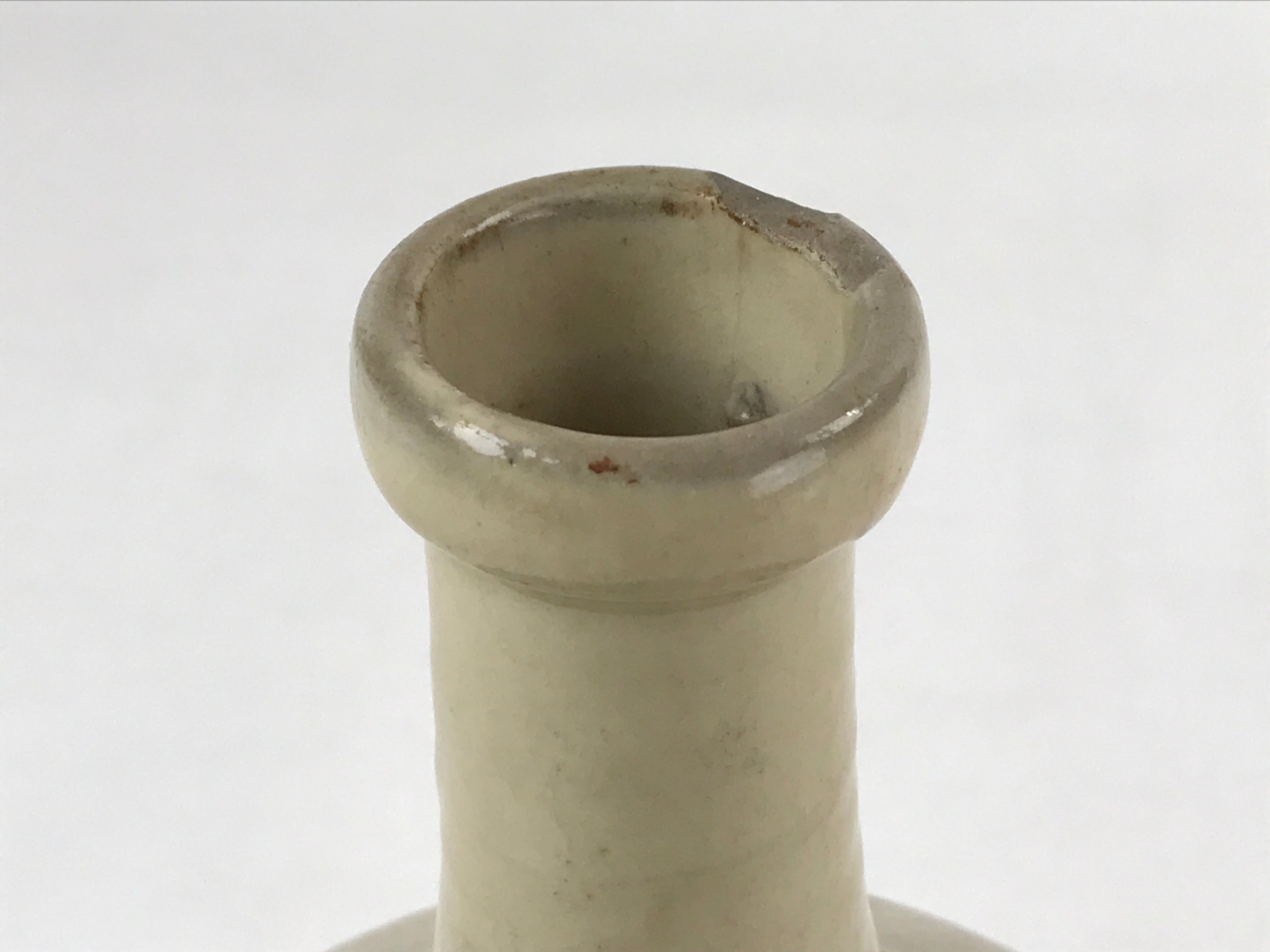 Japanese Ceramic Flower Vase Vtg Ikebana Kabin Sometsuke White Blue Plants FK85