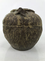 Japanese Ceramic Flower Vase Vtg Ikebana Kabin Tsubo Round Brown White FK191