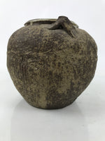 Japanese Ceramic Flower Vase Vtg Ikebana Kabin Tsubo Round Brown White FK191