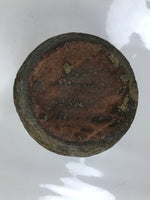 Japanese Ceramic Flower Vase Vtg Ikebana Kabin Tsubo Round Brown White FK191