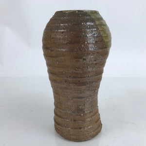 Japanese Ceramic Flower Vase Vtg Ikebana Pottery Kabin Brown Unique Shape FK125