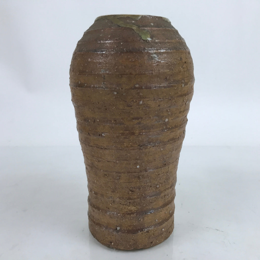 Japanese Ceramic Flower Vase Vtg Ikebana Pottery Kabin Brown Unique Shape FK125