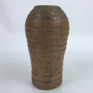 Japanese Ceramic Flower Vase Vtg Ikebana Pottery Kabin Brown Unique Shape FK125