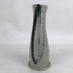 Japanese Ceramic Flower Vase Vtg Ikebana Tall Pottery Kabin Gray Dark Blue FK120