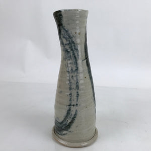 Japanese Ceramic Flower Vase Vtg Ikebana Tall Pottery Kabin Gray Dark Blue FK120