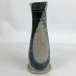 Japanese Ceramic Flower Vase Vtg Ikebana Tall Pottery Kabin Gray Dark Blue FK120