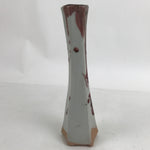 Japanese Ceramic Flower Vase Vtg Ikebana Tall Pottery Kabin Gray Red Spots FK121