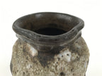 Japanese Ceramic Flower Vase Vtg Kabin Brown Charcoal Ash Glaze Unduration FK224