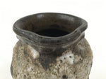 Japanese Ceramic Flower Vase Vtg Kabin Brown Charcoal Ash Glaze Unduration FK224