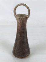 Japanese Ceramic Flower Vase Vtg Kabin Brown Handle Textured Beige Single FK200