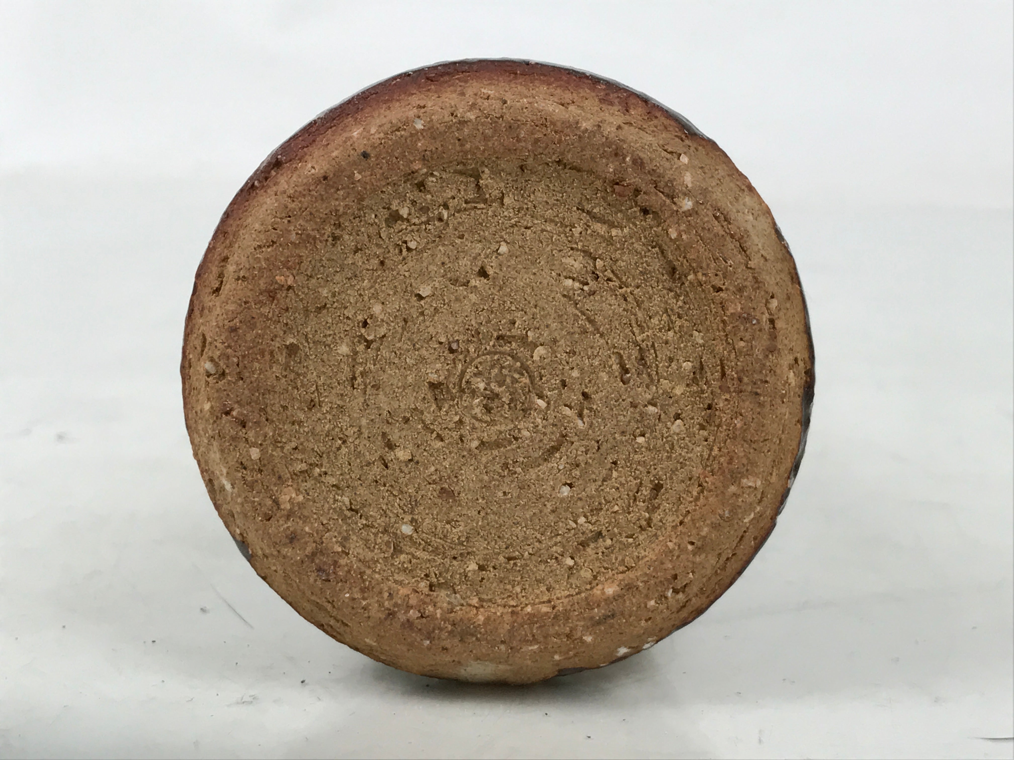 Japanese Ceramic Flower Vase Vtg Kabin Brown Handle Textured Beige Single FK200