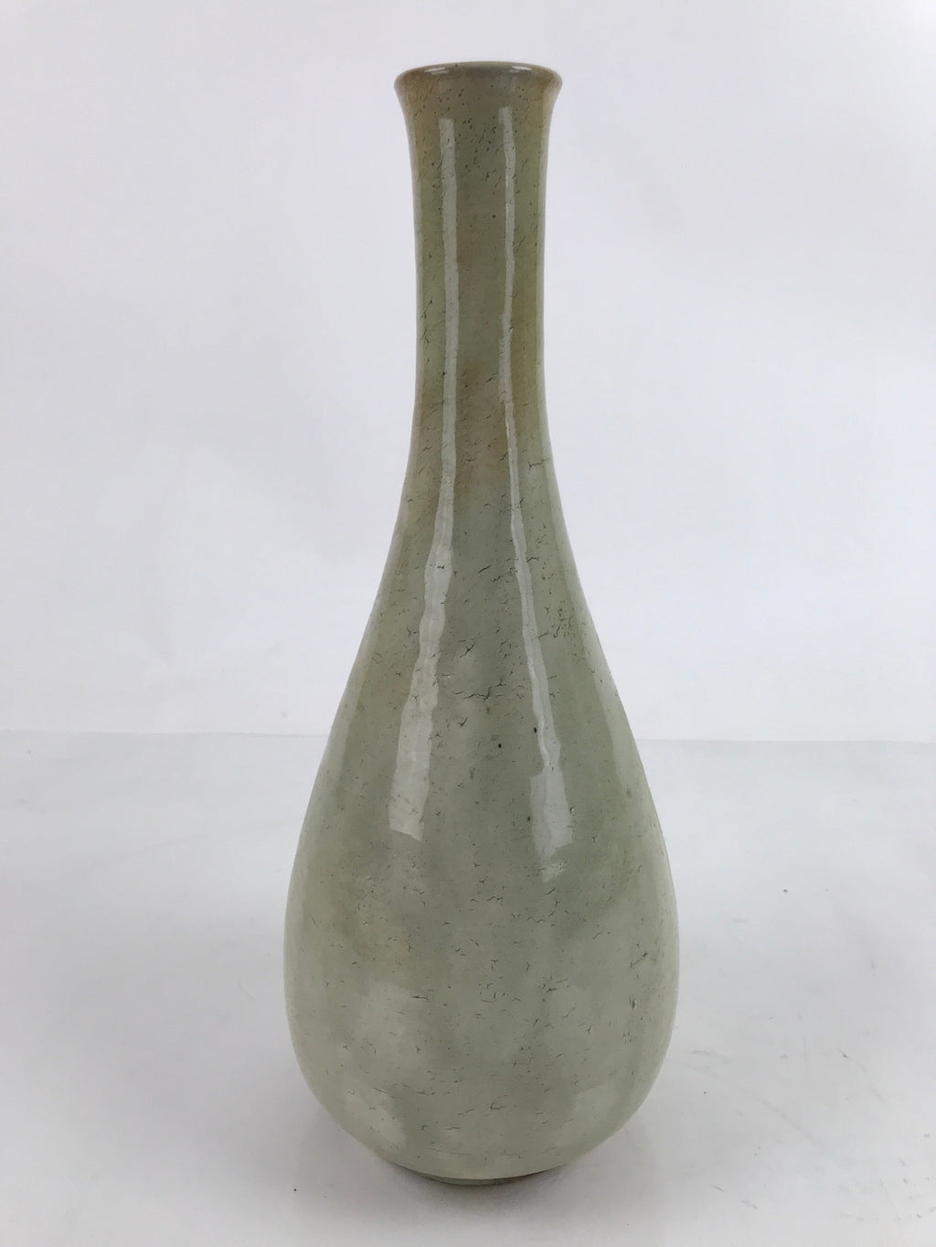 Japanese Ceramic Flower Vase Vtg Kabin Crane Neck Glass Glaze FK147