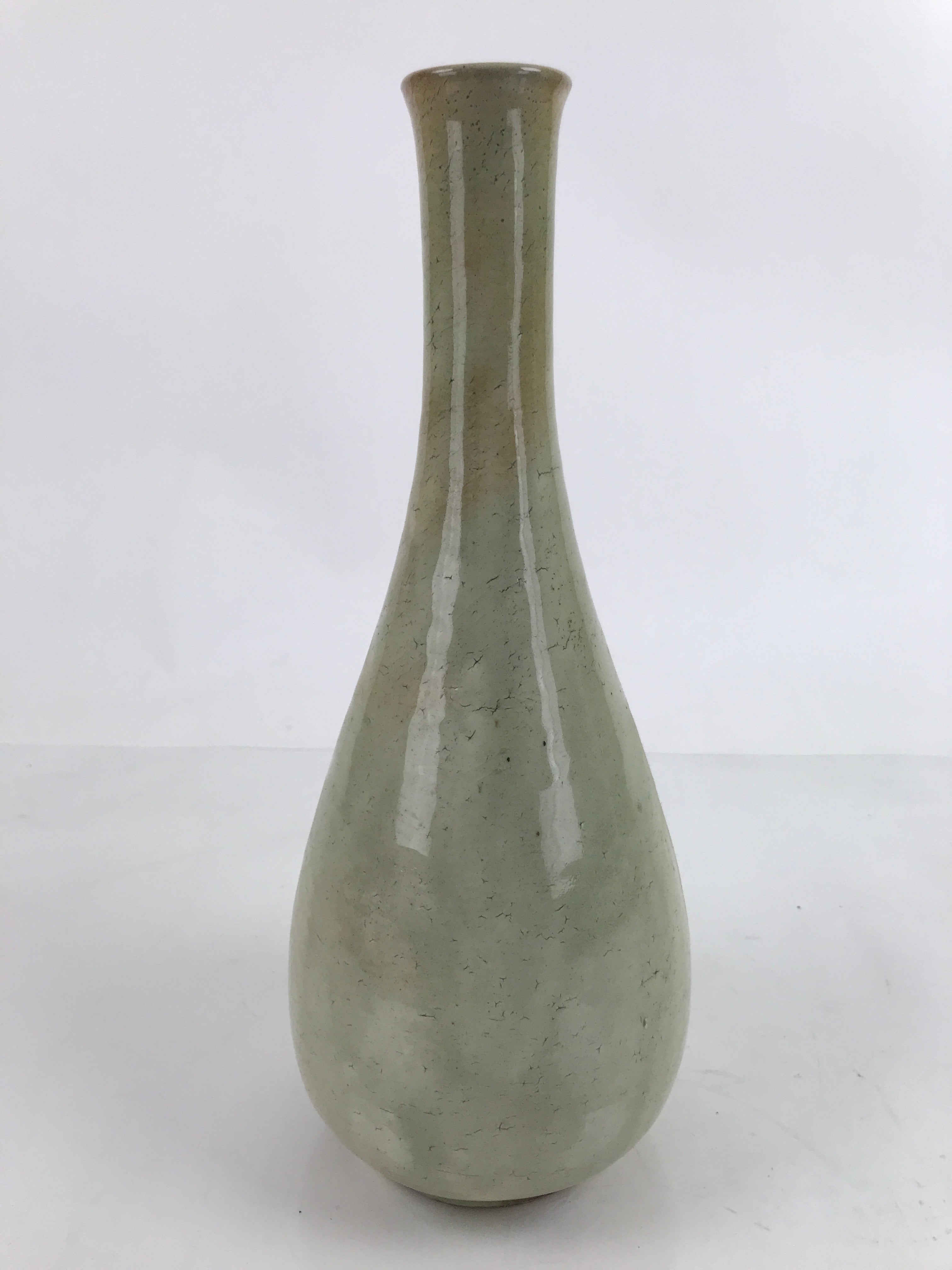 Japanese Ceramic Flower Vase Vtg Kabin Crane Neck Glass Glaze FK147