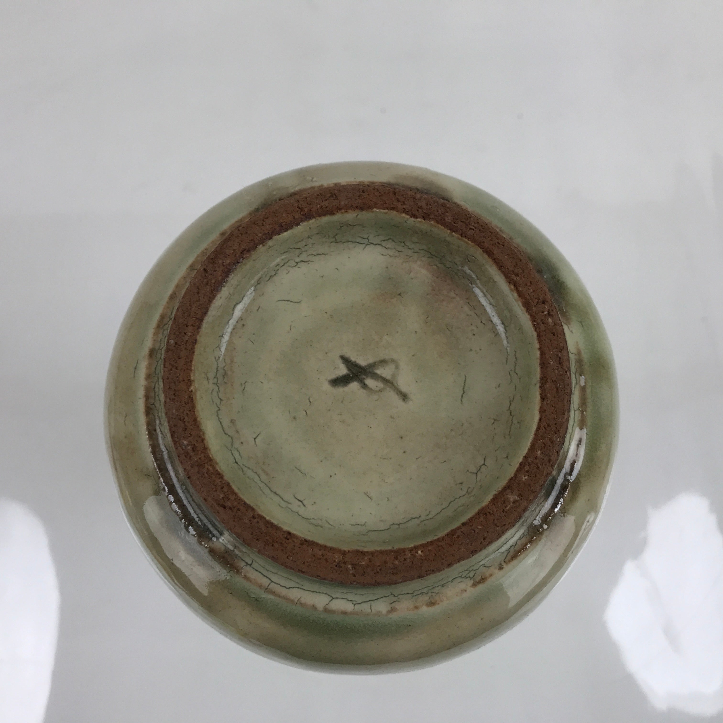 Japanese Ceramic Flower Vase Vtg Kabin Crane Neck Glass Glaze FK147