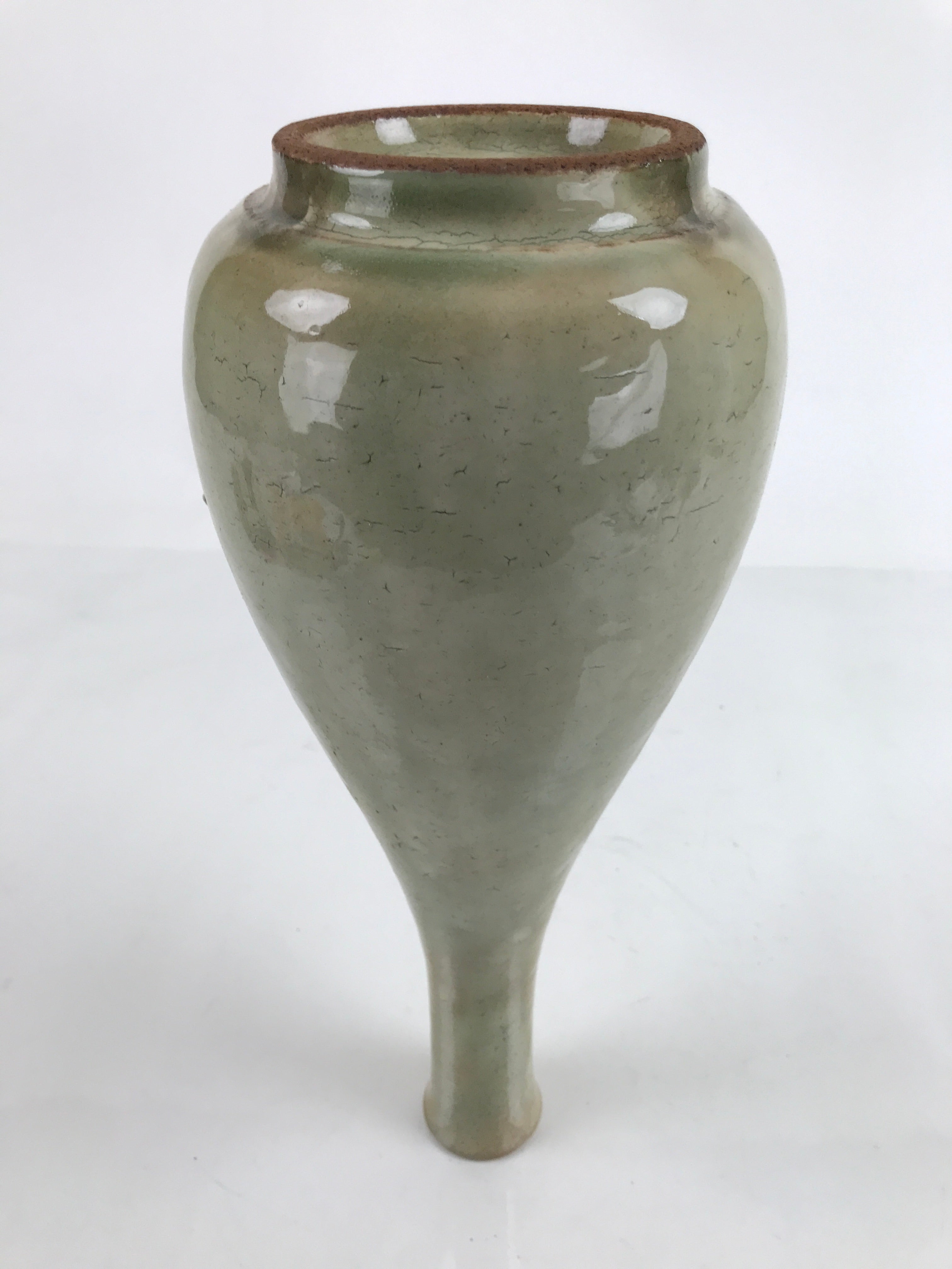 Japanese Ceramic Flower Vase Vtg Kabin Crane Neck Glass Glaze FK147