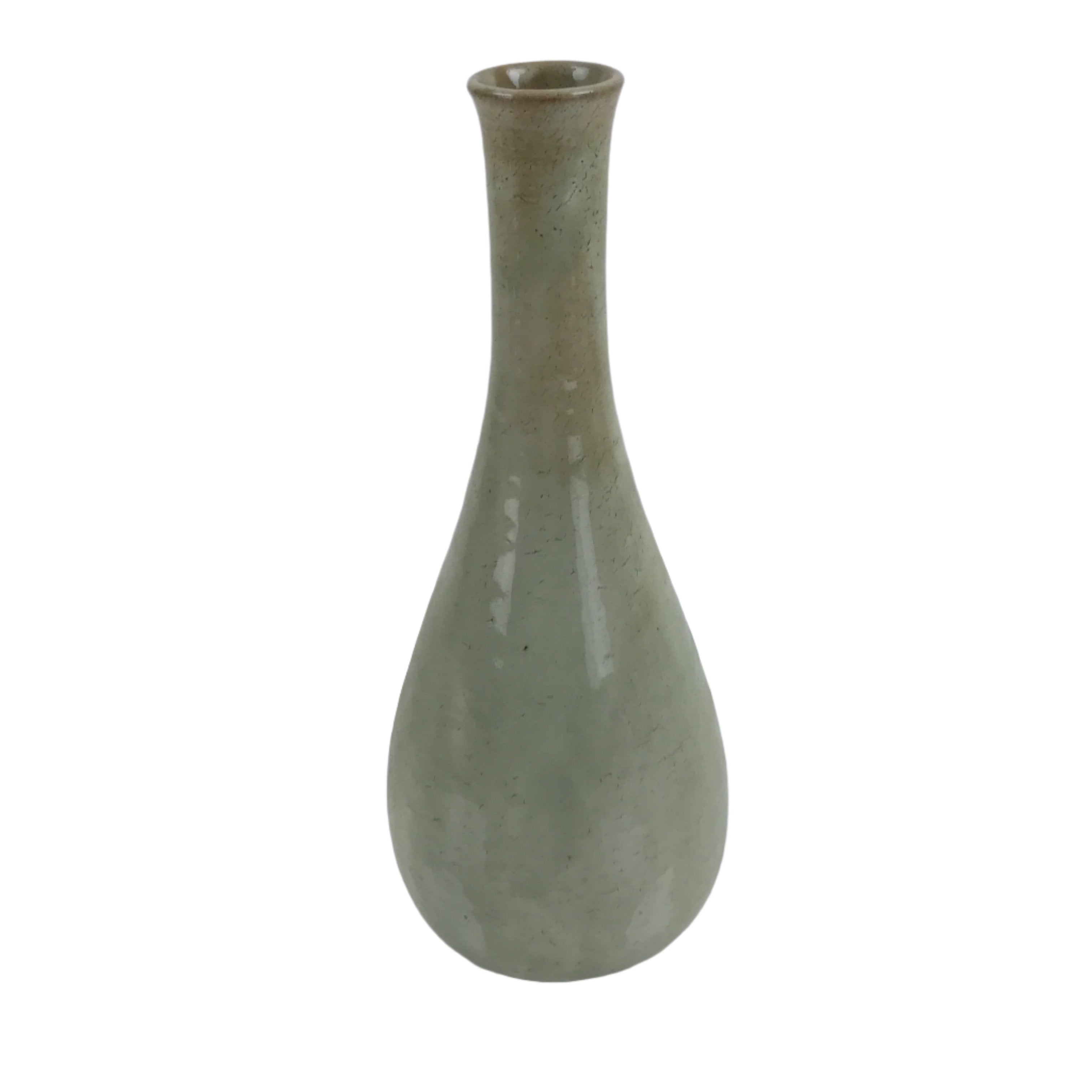Japanese Ceramic Flower Vase Vtg Kabin Crane Neck Glass Glaze FK147